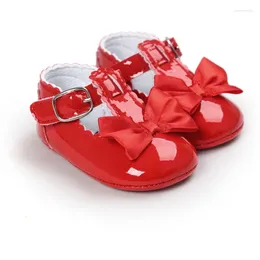 First Walkers 0-18M PU Leather Baby Girls Shoes Bow Buckle Princess Infant Soft Soles Non-slip Footwear Crib Prewalkers