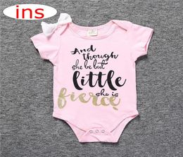 ins summer infant baby girls toddler letter romper jumpsuit sunsuit bodysuit ruffle kid clothing cotton baby girl clothes wholesal4413590