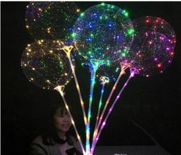 Bobo Balloons LED Bobo Balloon With 315inch Stick 3M String Balloon LED Light Christmas Halloween Birthday Balloons Party Decor2607334