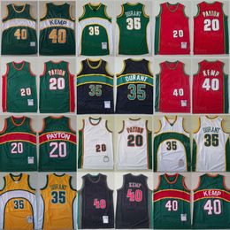 Men Basketball Throwback Kevin Durant Jersey 35 Gary Payton 20 Shawn Kemp 40 Vintage Team Color Red White Green Embroidery And Sewing Excellent Quality