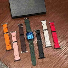 Bands Watch Triangle Designer Leather Watchband for iWatch Ultra 8 7 6 5 4 3 SE Leather Replace Wrist Strap Watch band Bracelet 240308