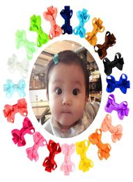 2inch Baby Bow Barrettes Hairpins Small Mini Grosgrain Ribbon Bows Hairgrips Girls Solid Whole Wrapped Safety Hairpin Clips Kids H4164269