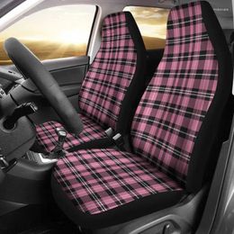 Car Seat Covers Blush Rose Pink Plaid And Black Or SUV Universal Fit Front Bucket Protectors