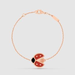 Luxury Designer Bracelet Ladybug Lucky Spring Bracelet High Quality Women Fashion Rose Gold Carnelian Agate D0057 D0058