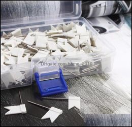 Filing Supplies 200 Pcs Lot Pure White Flag Shaped Map Push Pin Good For Office Using9807633