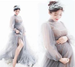 Sexy Long Maternity Pography Props Dresses Tulle Perspective Pregnancy Dress Mesh Maxi Gown For Pregnant Women Po Shooting7526967