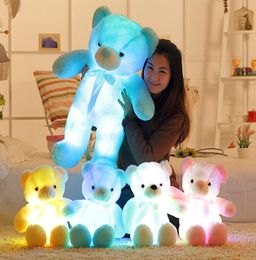 30cm 50cm Colourful Glowing Teddy Bear Luminous Plush Toys Kawaii Light Up LED Teddy Bear Stuffed Doll Kids Christmas Toys9529230