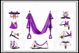 18 Colors 250150cm Air Flying Yoga Hammock Aerial Yoga Hammock Belt Fitness Swing Hammock With 440Lb Load CCA9761 15pcs5315479