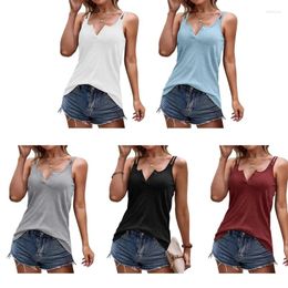 Women's Blouses Women Split V-Neck Top Solid Color Spaghetti Strap Slim-Fit Vest