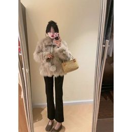 Milk Tea Colour Integrated Mink Plush Coat For Women's Autumn And Winter Clothing, Rich Family Qianjin Ball Haining Fur 673572