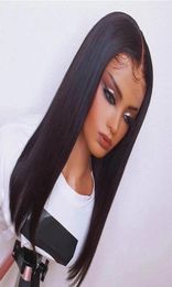 Long Smooth Silky Straight Hair LLace Front Wig Black 180 For Blacks Women Middle Part Wigs Fibre Hairs Lace Wigs2617367