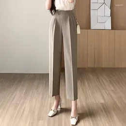 Women's Pants 2024 Spring And Summer Korean Style Small Suit Cropped Ankle-Tied Trousers Straight Skinny
