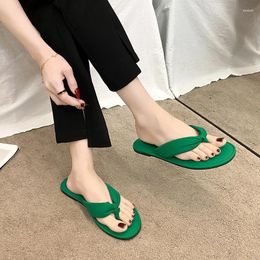 Slippers Women's Shoes 2024 Brand Flip Flops Female Peep Toe Summer For Women Solid Colour Flat Ladies