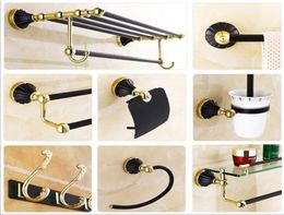 Bathroom Accessories Zinc alloy black gold Finish Towel Ring Robe Hook Toilet Brush Holder Towel Bar Bathroom Set Paper Holder T202895123