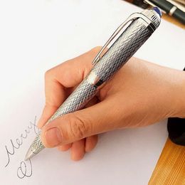 BMP High Quality R Series Ca Ballpoint Pen Silver Metal Gridding Office Schoo Stationery Writing Smooth Ball Pen With Gem In Top 240227