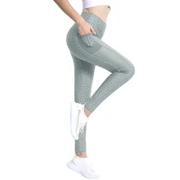 Women's Pants Ladies Solid Colour Tie Dyed Jacquard Honeycomb Pocket Hip Lift Yoga Mobile Phone Sweatpants Leggings