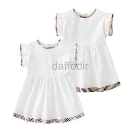 Dresses Summer Baby Girls Princess Dresses Cotton Kids Zipper Short Dress Cute Girl Plaid Skirt Clothes 240308