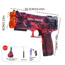 Sand Play Water Fun Powerful Water Gun With Electric Continuous Firing And Strong Recoil Force Perfect For Water Parks And Swimming Pools