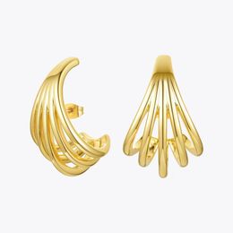 ENFASHION Geometric Lines Stud Earrings For Women Gold Color Metal Conch Earings Fashion Jewelry Gifts Kolczyki E201182 240306