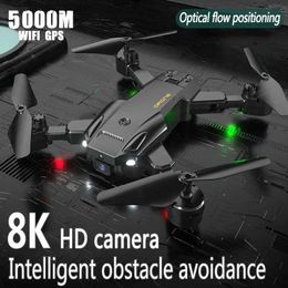 Drones 5G 8K HD Drone Professional WiFi G Dual Camera FPV Avoids Folding Four Helicopter Optical Flow Positioning Battery RC 5000M Distance Q240308