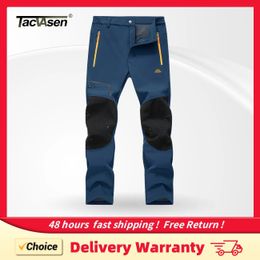 TACVASEN Winter Ski Pants Mens Warm Thermal Waterproof Pants Tactical Fleece Lined Trousers Outdoor Hiking Mountain Work Pants 240228