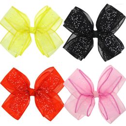 Hair Accessories 13cm Europe And America Style Children Bowknot Clip Girl Glitter Transparent Organza Double Bow Head