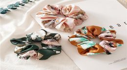 Fashion kids flowers satin scrunchie girls princess hairbands children elastic ponytail holder women hair accessories A40083386195