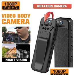 Camcorders 180° Rotate Video Camera With Night Vision 1080P Hd Body Mounted Camcorder For Daily Records Home Use Drop Delivery Dhczk