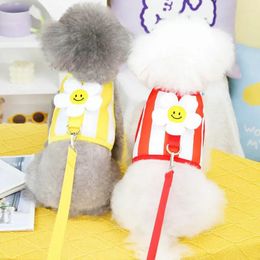 Dog Collars Puppy Vest Summer Spring Cat Harness Rope Set Pet Soft Stripe Shirt Small Cute Clothes Yorkshire Pomeranian Poodle