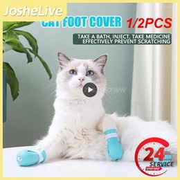 Cat Costumes 1/2PCS Silicone Anti-Scratch Shoes For Cats Adjustable Pet Boots Bath Washing Claw Paw Cover Protector Grooming