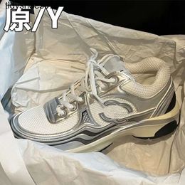 Silver Corner with Source Label Big King chaneles Wind Silver Dad Shoes Same Style for Men and Women Thick Sole Casual Sports Shoes Female