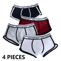 Underpants 4Pcs/lot Men's Panties Man Underwear Letter Printed Breathable Fancy Boxers Shorts Fashion Fitness Sports Boxer