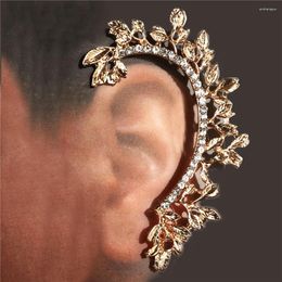 Backs Earrings Desgin Vintage Crystal Leaf Ear Cuff Warp Clip Men Women's Fashion Jewelry