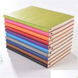 Notepads Wholesale High Quality A5 Simple Classic Solid Soft Leather Pu Journal Notebooks Daily Schede Memo Sketchbook Home School Off Otupr