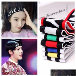 Hair Accessories Letter Headband For Women Men Autumn Winter Head Band Sport Headwear Elasticity Turban Knitting 52 Colours Drop Deli Dhyqf