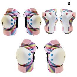6in1 Non Slip Elbow Wrist Protective Gear Set Safety Inline Skating Professional Outdoor Sports Knee Pads Shockproof For Kids 240227
