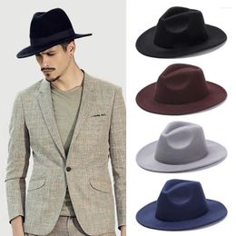 Berets Fashion Vintage Woollen Fedora Hat Wide Brim Elegant Jazz Cap Panama Winter Autumn Women Men Cowboy