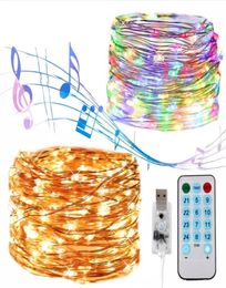 USB Music Control String Light 5M 10M 20M 8 Function Remote Sound Activated led lights for Garland Christmas Holiday Lighting5737201