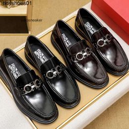 feragamos glossy buckle dress leather shoes for men thick soled business top layer cowhide casual Lefu shoes Horseport 9M4P