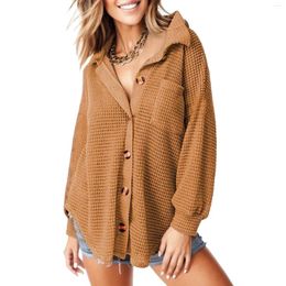 Women's Blouses Autumn Fashion Large Size Solid Colour Waffle Shirt Tops For Women Casual Loose Long Sleeve Versatile Blouse With Pockets