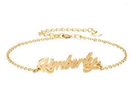 Link Bracelets Kimberly Name Bracelet Women Girl Jewellery Stainless Steel Gold Plated Nameplate Pendant Femme Mother Girlfriend Gift