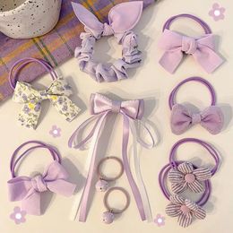 Hair Accessories Bow Ties Flower Ponytail Holder Sweet Hairband Ornaments Ribbon Scrunchies Children Bands Set
