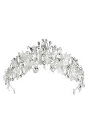 Handmade Crystal Wedding Hair Accessories Rhinestone Tiara Bridal Headband Crowns Headpiece Clear Pearls For Evening Party3631547