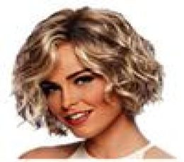 Fashion Short Curly Wig Womens Ombre Blonde Wavy Wigs Synthetic Fiber Hair Female Wig Gold9031378