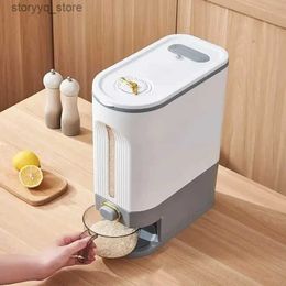 Food Jars Canisters Automatic Plastic Cereal Dispenser Storage Box Measuring Cup Kitchen Food Tank Rice Container Organiser Grain Storage Cans L240308