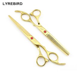 Hair scissors 7 INCH Cutting scissors 65 INCH Thinning shears LYREBIRD Golden Dog Grooming scissors NEW5773978