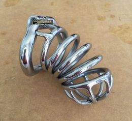 80MM Length Open Mouth Snap Ring Male Stainless Steel Cage Penis Bondage Men Sex Toys for BDSM2438267