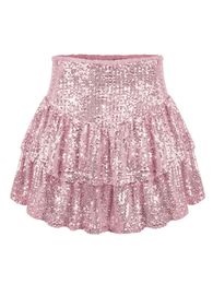 In Spring Summer Glitter Sequin Sexy Pleated Skirt For Women Streetwear Sexy Party NightClub High Wasit Mini Skirts 240228