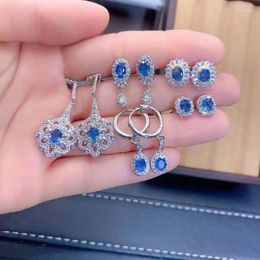 Stud Earrings Natural High Quality Sapphire 5 Styles S Pure Sier Fine Fashion Noble Weddings Jewellery for Women