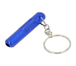 HORNET Smoking Sniffer Aluminium Nasal Snuff Device With Key Ring Keychain Metal Sinking Straw Pipe Mini Snorter Dispenser 50MM Tub3947561